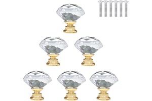 BOZONLI 6pcs 30mm Clear Crystals Szklane Gałki do Szuflad Gałki do Szafek Gałki do Szafki Uchwyt do Szuflady Uchwyt do Szuflady ze śrubą