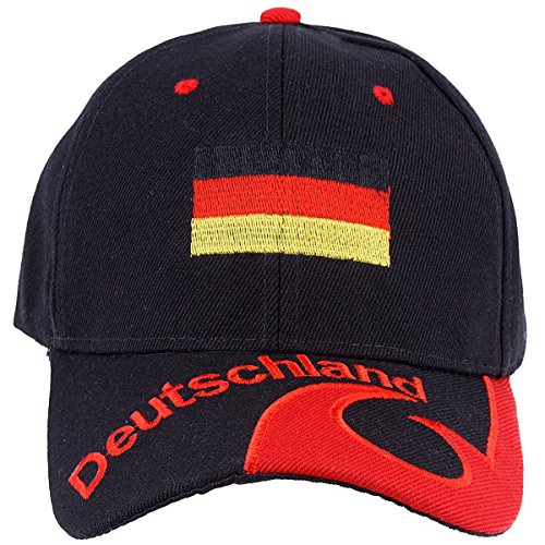 Fußball Nationalmannschaft Schirmmütze für WM und EM Verschiedene Nationen (Deutschland Schwarz)