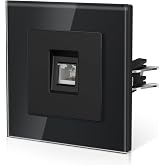 BSEED Single CAT6 Network Socket With Crystal,Wall Plug with Hook,E-Series,One CAT6,86mm Black