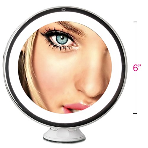 Fancii Tageslicht Kosmetikspiegel LED Beleuchtet mit 10-fach Vergrößerung, Dimmbares Licht, Starkem Saugnapf, 15cm Durchmesser, 360° Schwenkbar, Schminkspiegel mit Blendfreier Beleuchtung - 8