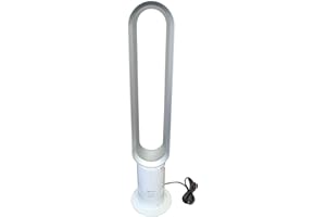 Dyson Cool AM07 Ventilator mit Fernbedienung 100cm, 9h Timer, Turmventilator leise weiß/silber, ENERGIESPAREND, Lüfter Standventilator Schlafzimmer, Lautstärke 48db, 10 Stufen