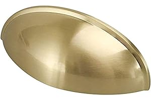 LONTAN 10 Pack Gold Cup Handles 76mm Hole Centers 3 Inch Brushed Brass Cup Cupboard Handles Suitable for Cabinets and Drawers in Bedrooms, Kitchens, Study Rooms, and Living Rooms, Zinc Alloy
