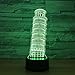 Produktbild 3D Der schiefe Turm von Pisa Optische Illusions-Lampen, Tolle 7 Farbwechsel Acryl berühren Tabelle Schreibtisch-Nachtlicht mit USB-Kabel für Kinder Schlafzimmer Geburtstagsgeschenke Geschenk