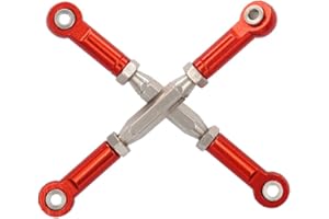 2PCS Treehobby RC Front Rear Metal Adjustable Steering Linkage Servo Link 80-100mm Pull Rod for Traxxas Slash 4x4 5807 Stampede HQ727 1/10 RC Car Upgraded Parts,Red