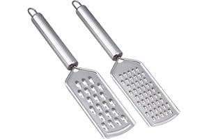 KUOU 2PCS Kitchen Grater, Cheese Grater Fine Grater for Kitchen with Handle and Razor-Sharp Stainless Steel 430# Blade and for Chocolate, Cheese, Carrot, Ginger, Coconut, Nuts