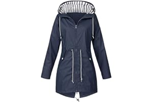 BOTCAM Chubasquero para mujer forrado cálido: parka de lluvia con forro polar, chaqueta larga con capucha, chaqueta ligera para exteriores, impermeable, transpirable, resistente al viento, chaqueta