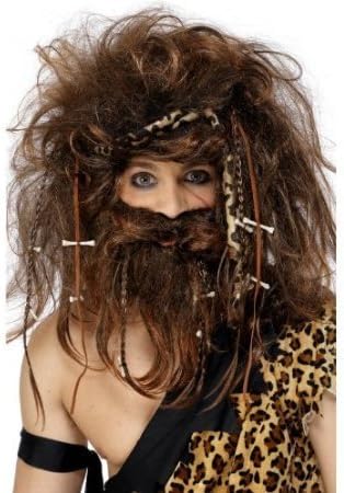 Smiffy's Men's Crazy Caveman Set Includes Wig Beard Headband Bones and Braids