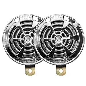 Allextreme SHON O-113 Bike & Car Horns Super Loud Sound Air Siren (12V, Black & Silver, 2 Pieces)