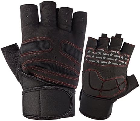LYJBIK Semi-male Gymnasium Dumbbells Weightlifting Equipment Strength Training Fighting Anti-skid Wear Wrist Palm Gloves Sports Gloves,Black-M