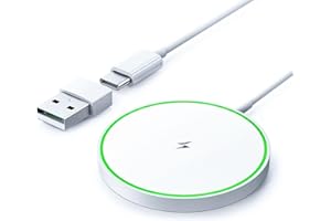 AMSKY Magnético Cargador Compatible con Magsafe Apple, 15W Cargador Inalámbrico para iPhone, Blanco Cargador para iPhone Carg