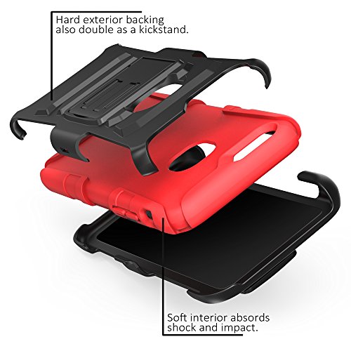 iPhone 6s Plus Case ,i-Blason Prime [Kickstand] Apple iPhone 6 Plus Case (5.5) [Heavy Duty] [Dual Layer] Combo Holster Cover [Belt Clip] (Red)