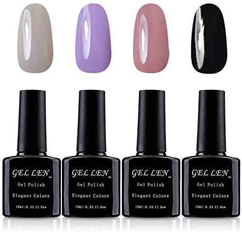 Soak Off UV Gel Nail Polish - Gellen (2017 High Quality) Long Lasting Gel Varnish,Including 4PCS Starter Kits Varnish Salon Set,Keep 14-Days More On Nails ,24-Hour Customer Support,30-Day Money Back Guaranteed,2-Year Warranty