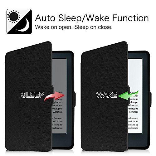 Fintie Hülle für der Kindle eReader (6 Zoll) Touchscreen ohne Spiegeleffekte, (8. Generation – 2016 Modell) – Die dünnste und leichteste Schutzhülle Tasche mit auto Sleep / Wake, Schwarz - 4