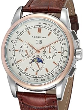 Forsining Men's High-end Automatic Moon Phase Leather Wrist Watch FSG319M3T1