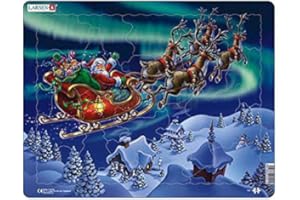 Larsen- No Puzzle Encadré Père Noël dans la lumière Nordique 26 Pièces, XM1