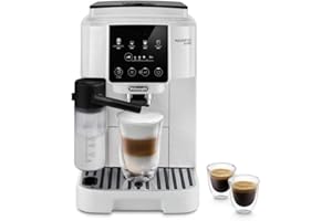 De'Longhi Magnifica Start ECAM220.61.W, Machine à Café Automatique à Grains avec 4 Recettesen une Touche, Mousseur de Lait Automatique Latte Crema Chaud, Panneau de Contrôle Tactile, Blanc