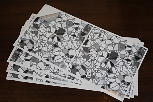 30 stück Fliesenaufkleber für Küche und Bad (Tile Style Decals 30xTP 10 – 6in- Grey Scale) | Mosaik Wandfliese Aufkleber für 15x15cm Fliesen | Fliesen-Aufkleber Folie | Deko-Fliesenfolie für Küche u. Bad (15cm – 30 stück, Graustufen) - 6