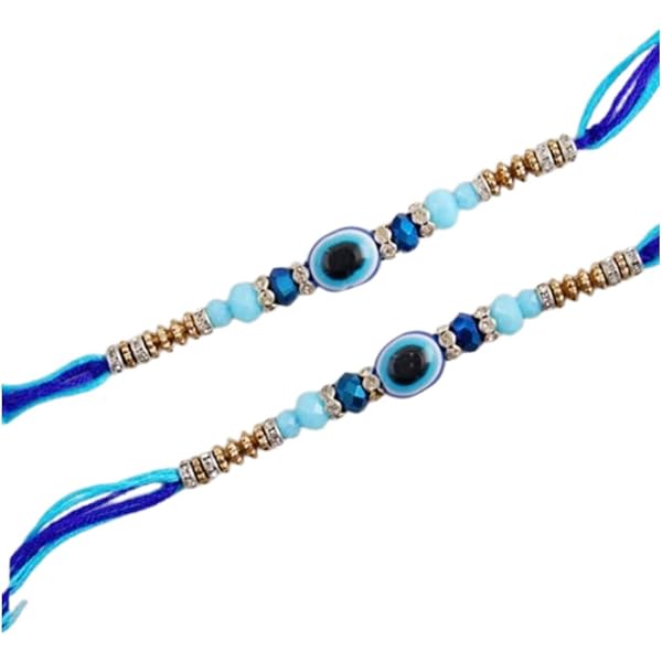 PDY FASHION Evil Eye Rakhi Set For Brother - Includes Roli & Chawal For Raksha Bandhan Gift