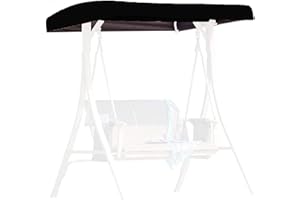 DFANCE Patio Swing Top Cover,Replacement Canopy for Swing Seat 2 3 Seater Garden Hammock Cover,Waterproof Swing Chair Top Cover Roof Sun Shade Sun Lounger for Outdoor,Black,210D:191 * 120 * 18/23cm