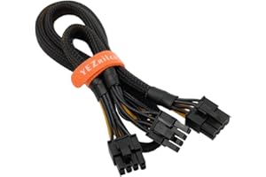YEZriler PCIe Cable - 8 Pin Male to Dual 8 Pin (6+2) Male, Sleeved, 25-inch + 9-inch (63cm + 23cm)