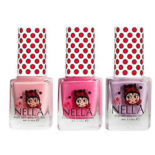 Set de pintauñas para niños 'al agua / peel off' Miss Nella: Pink a Boo, Cheeky Bunny and Butterfly Wings . Esmaltes no tóxicos.