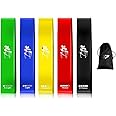 B Fit Resistance Loop Exercise Bands Set of 5 Fitness Bands Perfect for Legs and Butt Yoga Crossfit Strength Training Pilates with Instruction Guide, Carry Bag AB3219