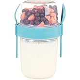 650 ml Take-go Spoon Hopper Fruity Muesli Bowl Picnic Business Yogurt Milk Cup Breakfast Cups with Lids and Spoons, Cereal