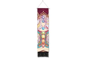 Ricemru Schmal Wandteppich Sieben Chakra Wandbehang Meditation Yoga Chakren Bunt Indischer Hippie Mandala Wandtuch Psychedelic Trippy Wanddeko Tapestry Wandkunst Deko