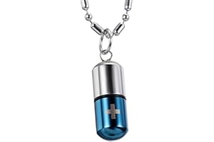 OIDEA Collier en acier inoxydable pour homme et femme avec pendentif en forme de croix en argent et bleu