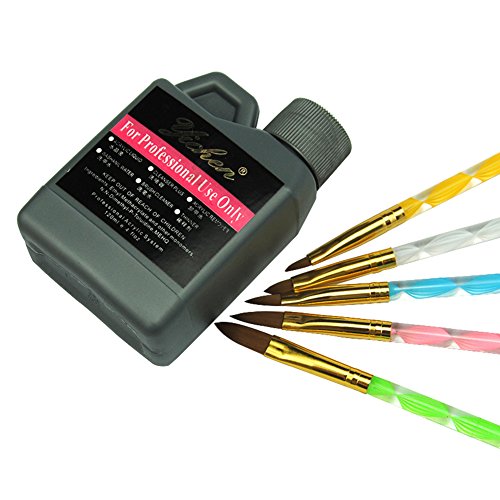 Fashion gallery Acrylic Liquid 120ml, 5 pcs Crystal Nail Brush Acrylic Nail Art UV Gel Nail Tools Acrylic Nail sets Kit