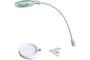Lumeno 6803WS Lupenleuchte LED Klemmleuchte mit 30 SMD-LEDs, 6 Watt, 550 Lumen Ideal für Kosmetiksalons, Arztpraxen, Hobbybastler, Leuchtlupe, Lesehilfe, Vergrößerungslampe, Weiß 3 Dioptrien