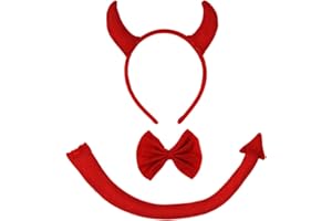 She's Shining Set Di Papillon Con Coda Di Corno Del Diavolo, Costume per Adulti, Fascia Con Corno Rosso