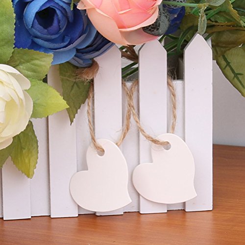 LUOEM 100pcs Kraft Papieretiketten Hängen Tags Liebesherz DIY leere Blätter Dankeschön-Karte weiß - 5