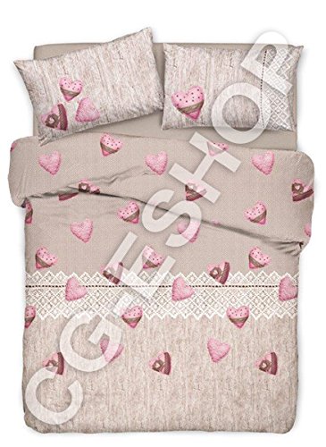 2 Spring Cotton Bedspread Double Hearts and Lace Spring pink