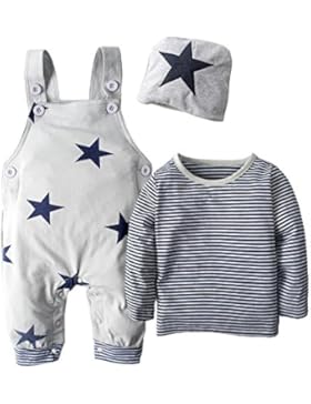 Big Elephant 3 Stück Baby Jungen' Langarm Shirt Overalls Bekleidung Set mit Hut H92A