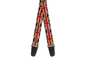 Buckle-Down GS-W32123 Guitar Strap United Kingdom Flags Distressed Painting, 2" Wide - 29-54" Length