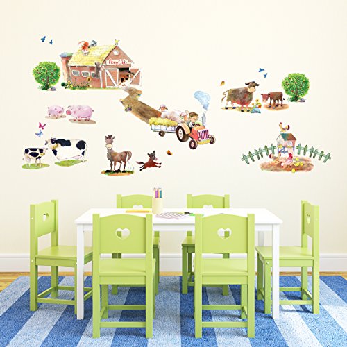 Decowall DW-1407 Pony Club & Bauernhof Tiere Wandsticker Wandaufkleber Wandtattoo Kinderzimmer - 4