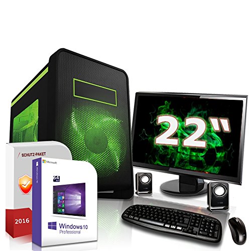 Gaming PC Komplett Set / Multimedia COMPUTER inkl. Windows 10 Pro 64-Bit! - Quad-Core Intel Core i7-6700K 4 x 4.2 GHz - Nvidia Geforce GTX 1070 mit 8GB GDDR5 RAM - 16GB DDR4 RAM - 1000GB HDD - ASUS 22-Zoll TFT Monitor - 24-fach DVD Brenner - Lautsprecher - Tastatur + Maus - USB 3.0 - DVI - HDMI - Displayport - Gamer PC mit 3 Jahren Garantie!
