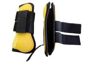 LEBEE Ghette Stinchiere Equitazione 2Pcs Set di Protezioni per Gambe per Salto con Gli Tendine per Sport Equestri E Set di Stivali con Lucchetto,Yellow-M