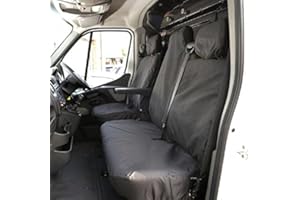 UK Custom Covers SC236BAD3 Tailored Heavy Duty Waterproof Front Seat Covers (NO Split Passenger Base WITH Folding Middle Seat) Black - To Fit Vauxhall Movano 2010-2021