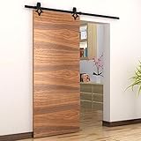 GOTOTOP 1.83M/6FT Kit de Rail Porte Coulissante Suspendue Poulie Porte Système de Rail Porte Coulissante en Fer pour Portes Intérieures Coulissantes Cloisons Grange Armoire (1.83m, Modèle #2)