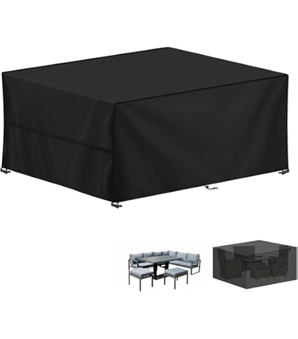 WUAYAMI Afdekking voor tuinmeubelen, waterdicht, winddicht, anti-uv, zware belasting, 420D Oxford-weefsel, voor zitgroep, tuintafels, terrasmeubels, kaki, 200 x 160 x 70 cm
