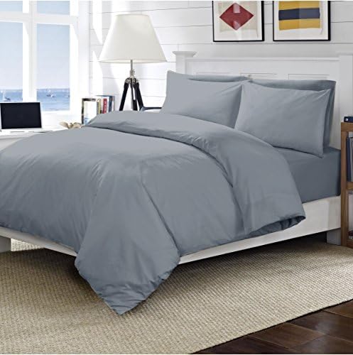 Luxury Bedding Fitted Sheet in 200 Thread Count 100% Egyptian Cotton Available in Beautiful Colors &amp; Sizes (Housewife pillow case, Grey)