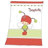 Babydecke mit Namen bestickt Decke 75x100 cm Geschenk zur Taufe zur Geburt Kinderdecke Drache Bär Schmetterling Hase