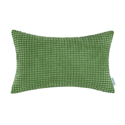 CaliTimeCushion Cover Comfortable Supersoft Corduroy Corn Striped Both Sides Throw Pillow Cover Case 30cm x 50cm Forest Green