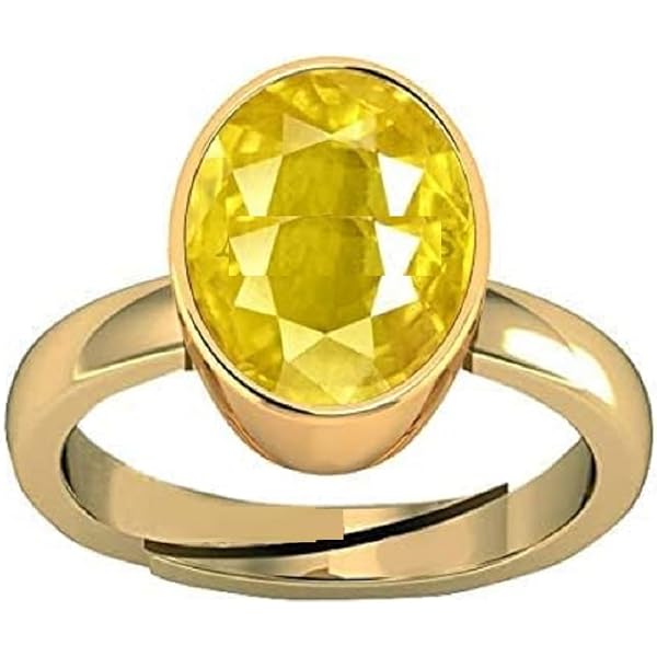 Zaffiro giallo certificato naturale (Pukhraj) Panchdhatu Rashi Ratan Anello per scopi astrologici per unisex - Italia