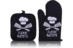 Chingde Guantes de Horno de Cocina, 2 Piezas Guantes de Cocina para Horno Juego de Guantes y agarraderas para Horno Guantes de Horno Resistentes al Calor para cocinar, Hornear, microondas