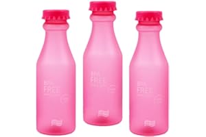 OnePine 3 pezzi Bottiglia d'acqua sportiva 550ml senza BPA, Riutilizzabile Plastica bottiglie acqua per Palestra,Cycling, Viaggi, Bambini (Rosa)