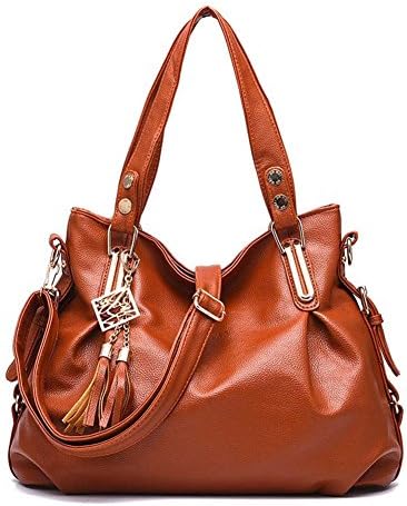 SHUhua Designer Faux Leather New Handbag Womens Fashion Tote Shoulder Bags Ladies Large-dark brown