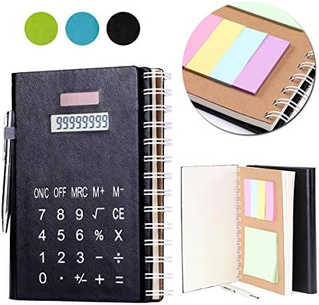 Betterhill Business Multi-function Stationery Book in PU Leather B5 Notebook Memo Diaries Calculator Built-in Card Slot Manager Executive Compact 18CM*14.5CM*2.5CM (Black)